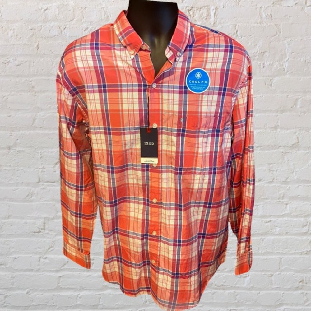 IZOD Men's Performance Checkered Long Sleeve Shirt